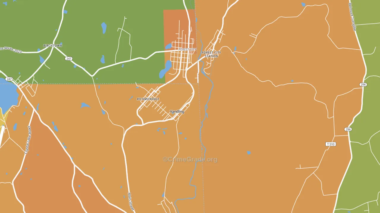 Vandling, PA Map of Burglary Rates