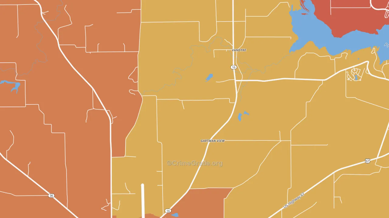 Vandyke, TX Map of Burglary Rates