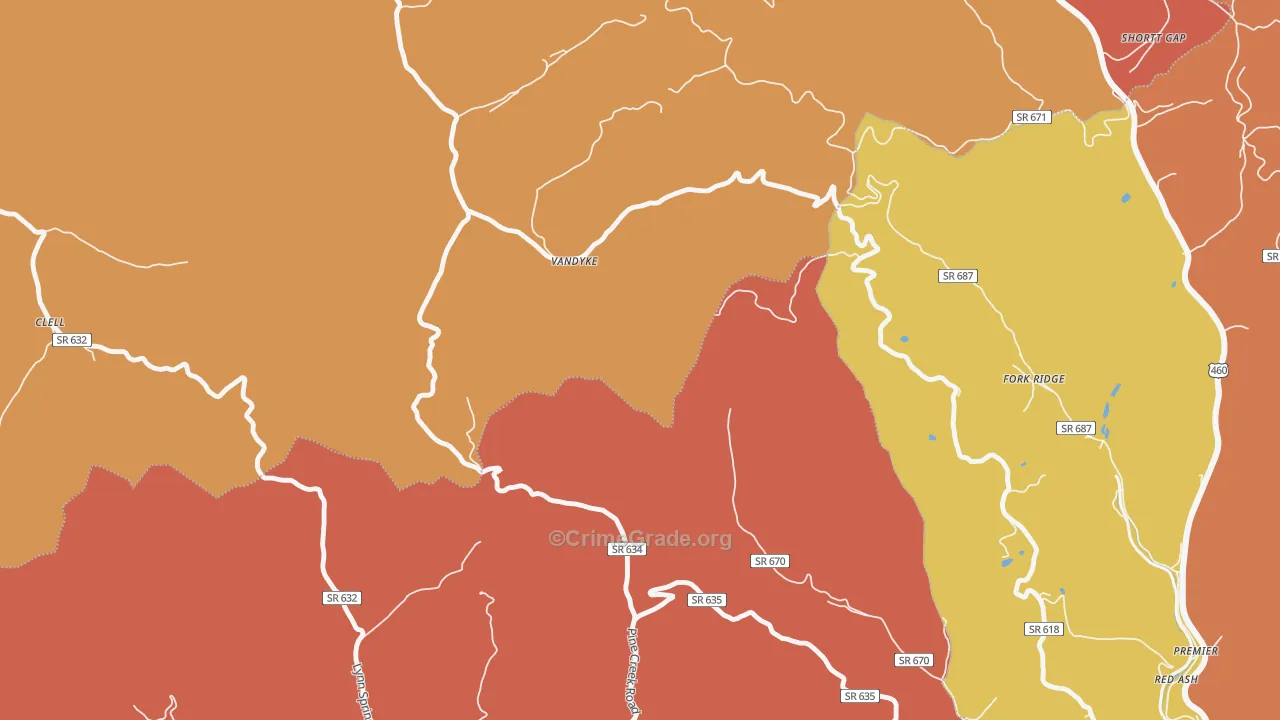 Vandyke, VA Map of Burglary Rates