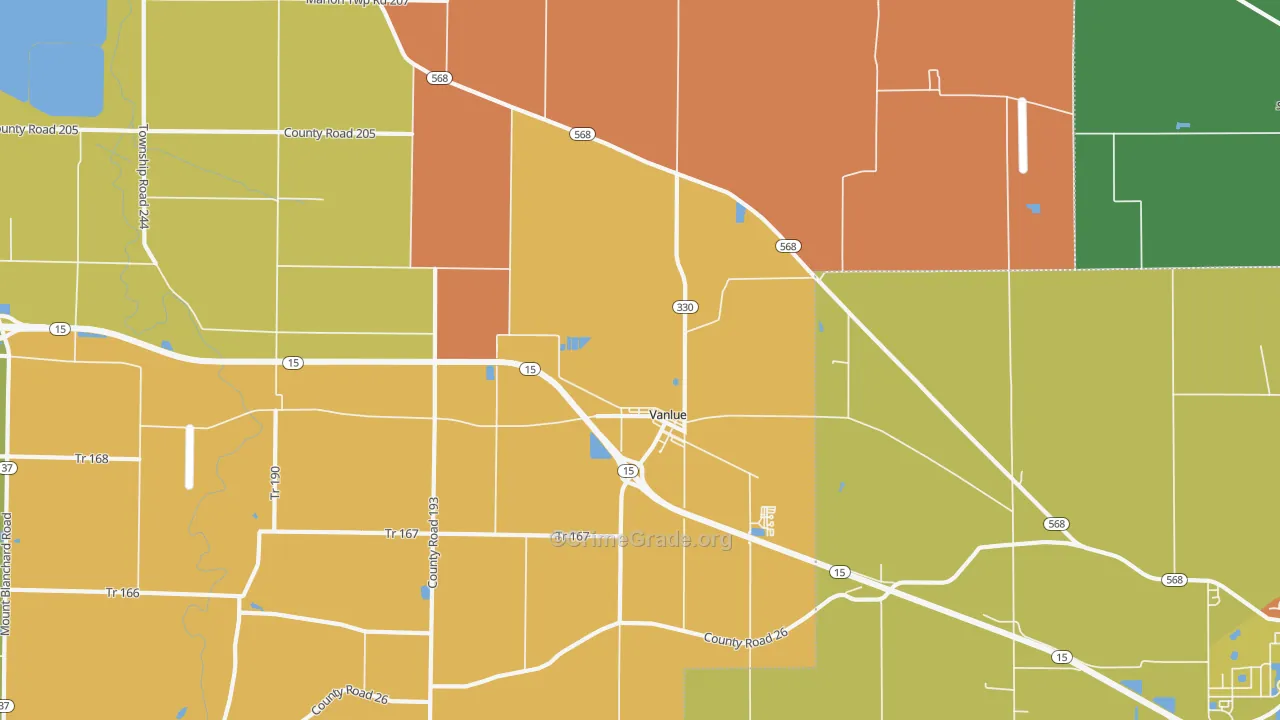 Vanlue, OH Map of Burglary Rates