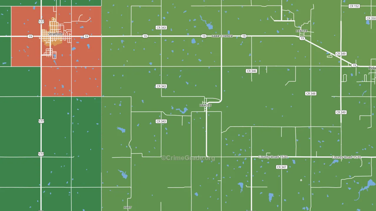 Vanoss, OK Map of Burglary Rates