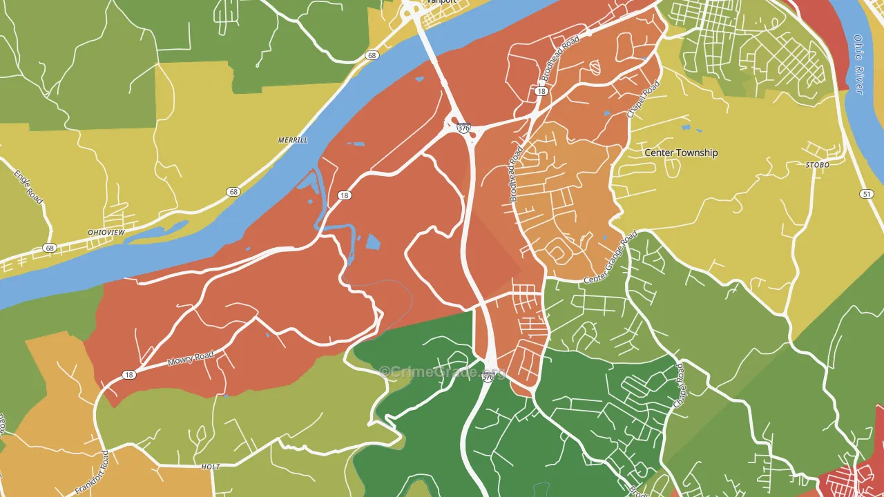 Vanport, PA Map of Burglary Rates