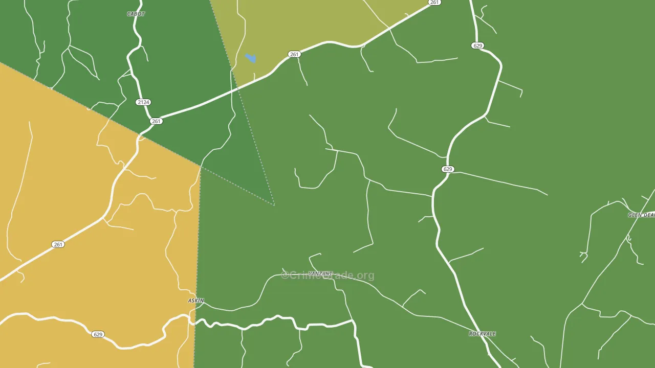 Vanzant, KY Map of Burglary Rates