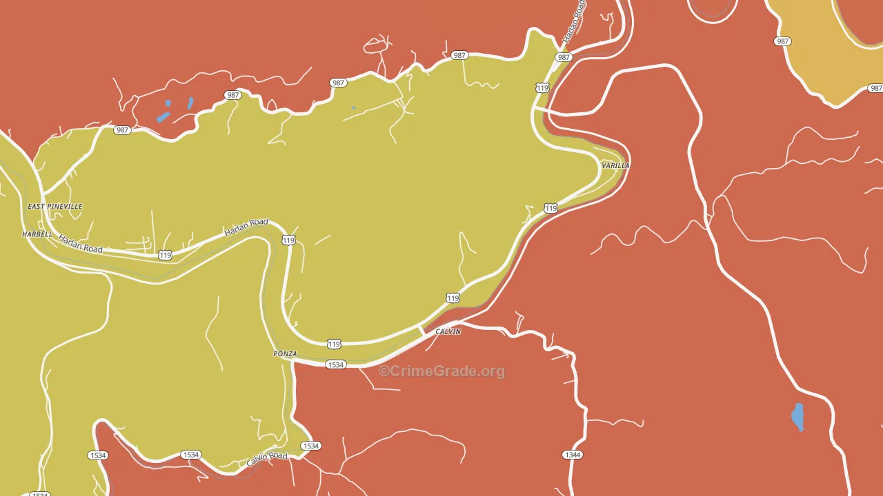 Varilla, KY Map of Burglary Rates