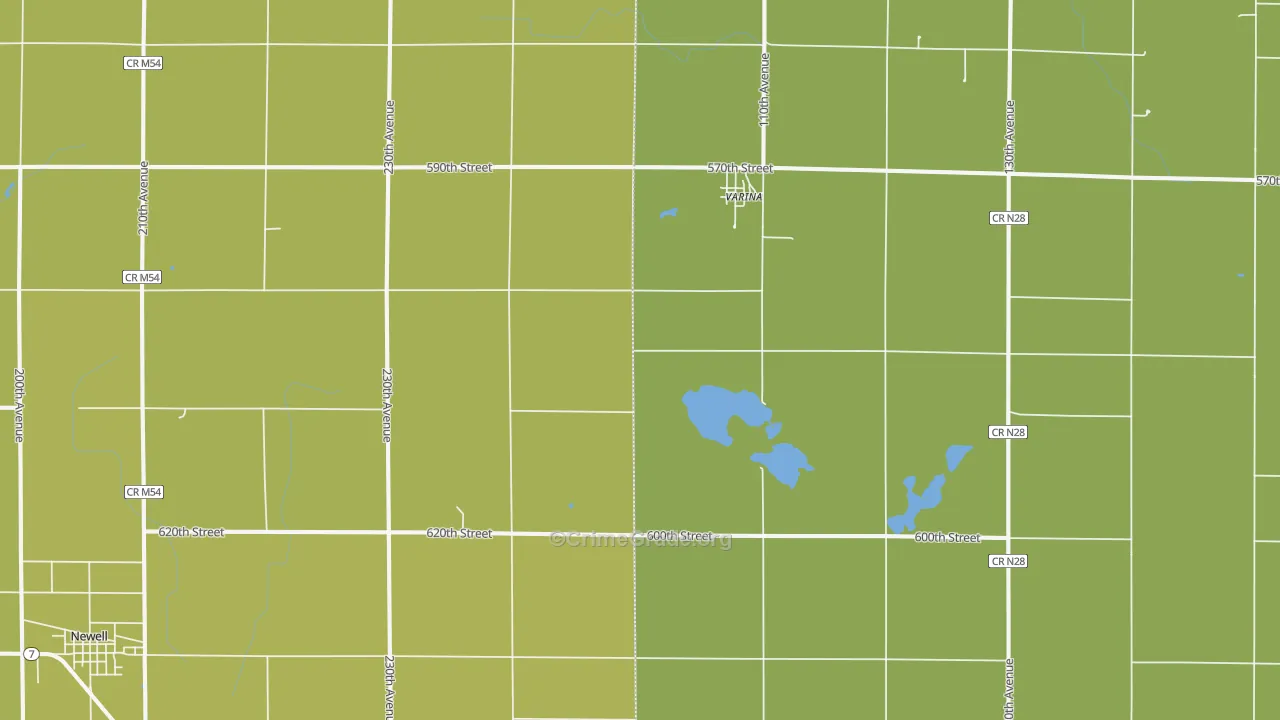 Varina, IA Map of Burglary Rates