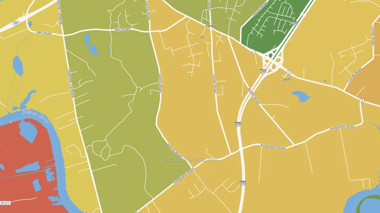 Varina, VA Map of Burglary Rates