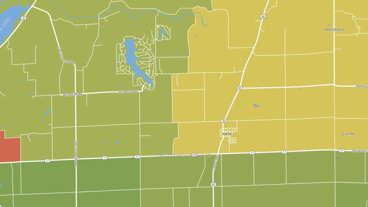 Varna, IL Map of Burglary Rates