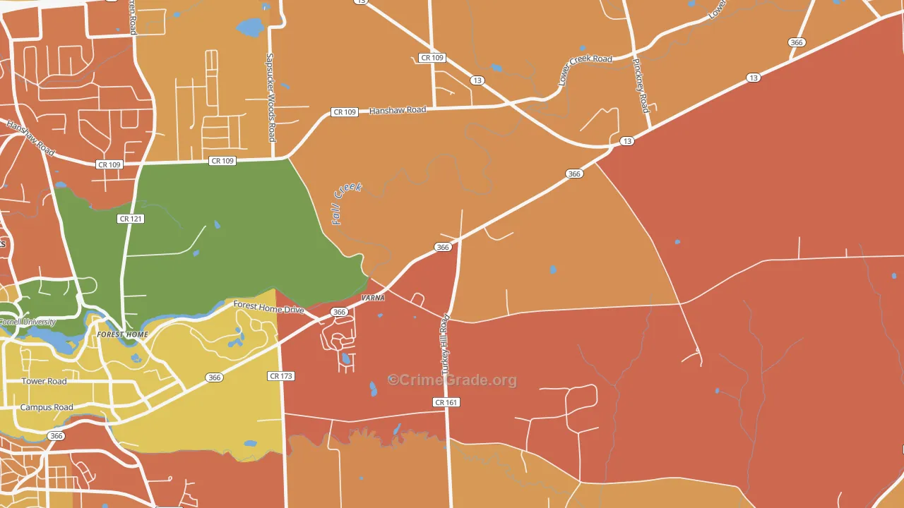Varna, NY Map of Burglary Rates