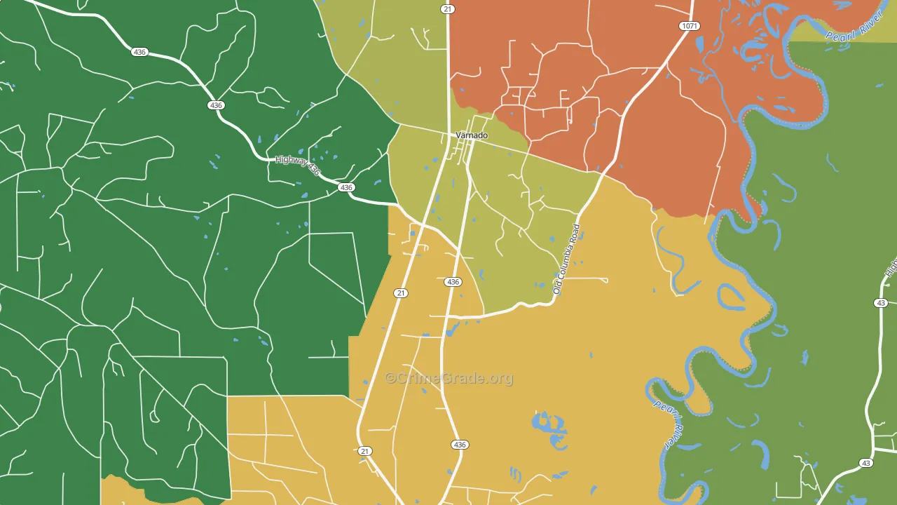 Varnado, LA Map of Burglary Rates