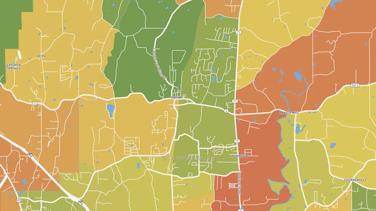 Varnell, GA Map of Burglary Rates
