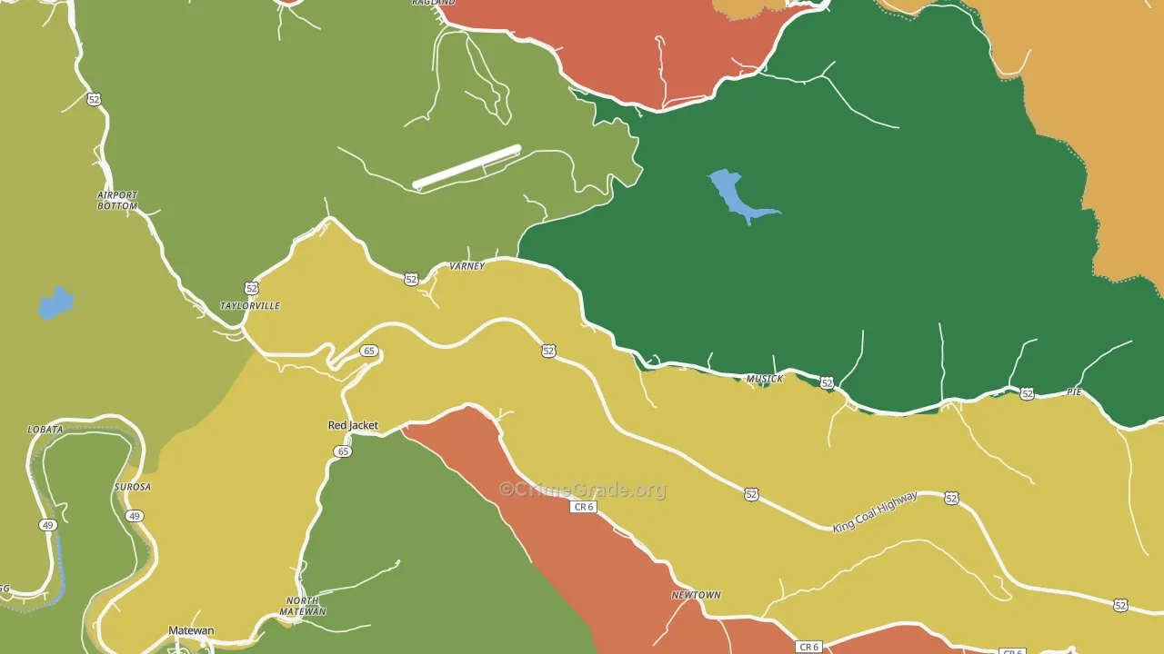 Varney, WV Map of Burglary Rates