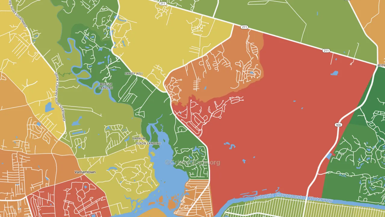 Varnum, NC Map of Burglary Rates