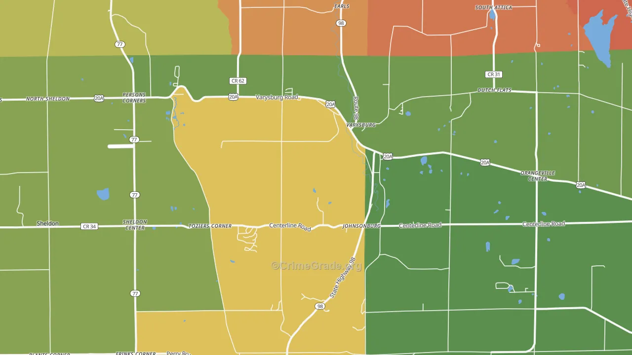Varysburg, NY Map of Burglary Rates