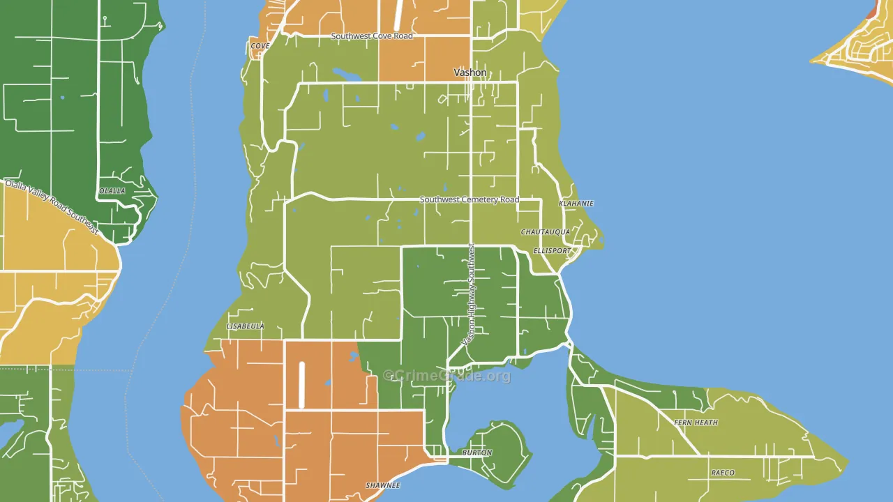 Vashon, WA Map of Burglary Rates
