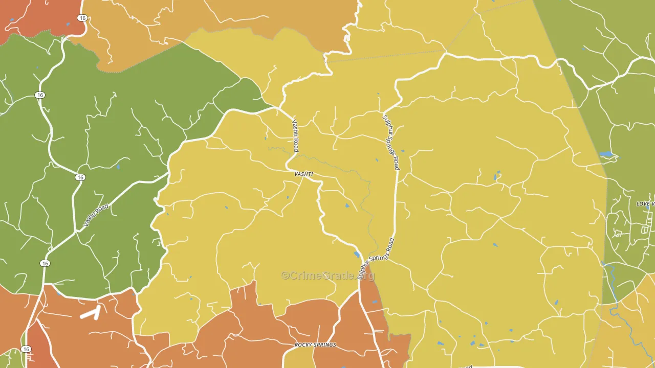 Vashti, NC Map of Burglary Rates