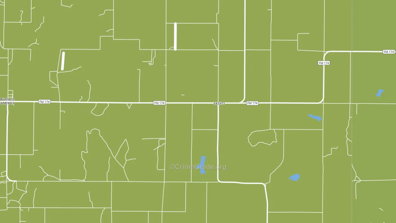 Vashti, TX Map of Burglary Rates