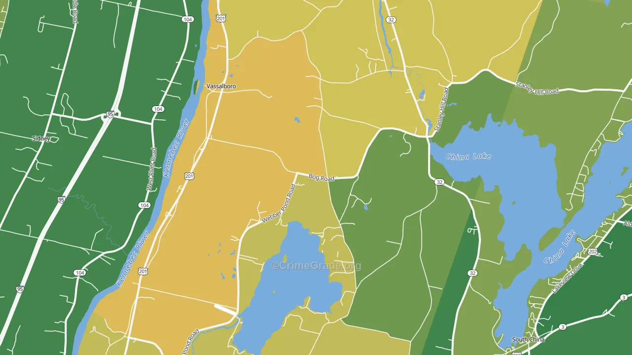 Vassalboro, ME Map of Burglary Rates
