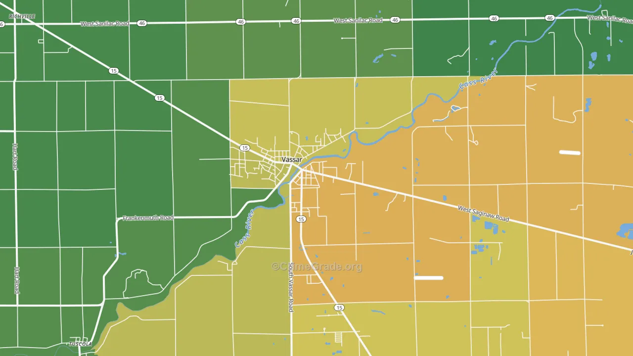 Vassar, MI Map of Burglary Rates