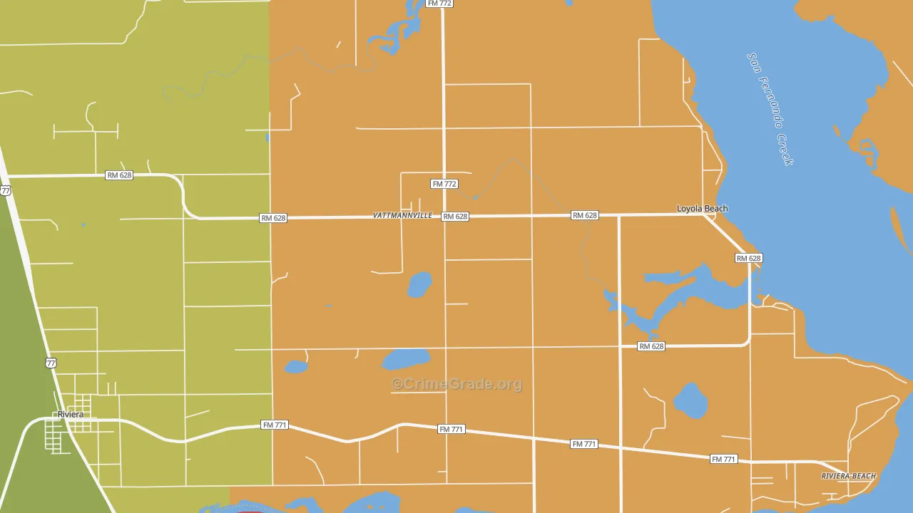 Vattmannville, TX Map of Burglary Rates