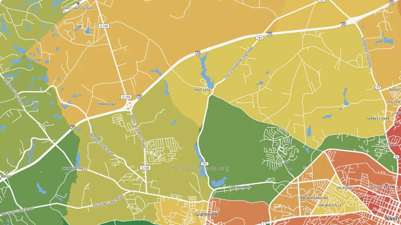 Vaucluse, SC Map of Burglary Rates