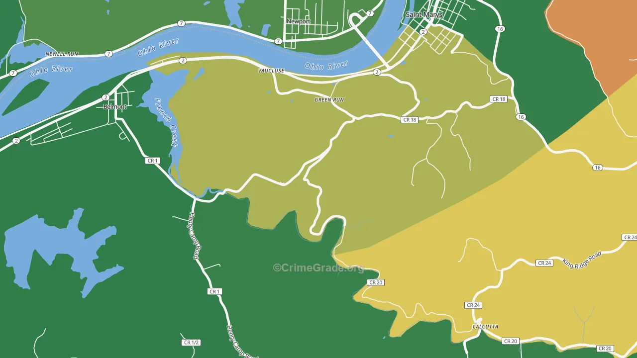 Vaucluse, WV Map of Burglary Rates