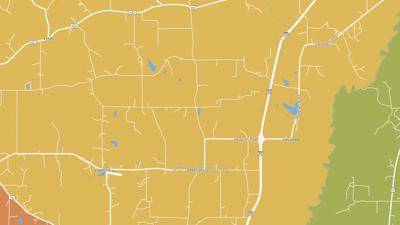 Vaughan, MS Map of Burglary Rates