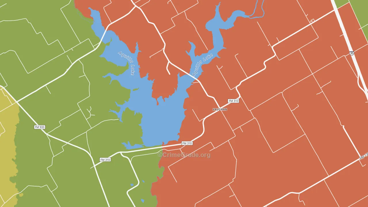 Vaughan, TX Map of Burglary Rates