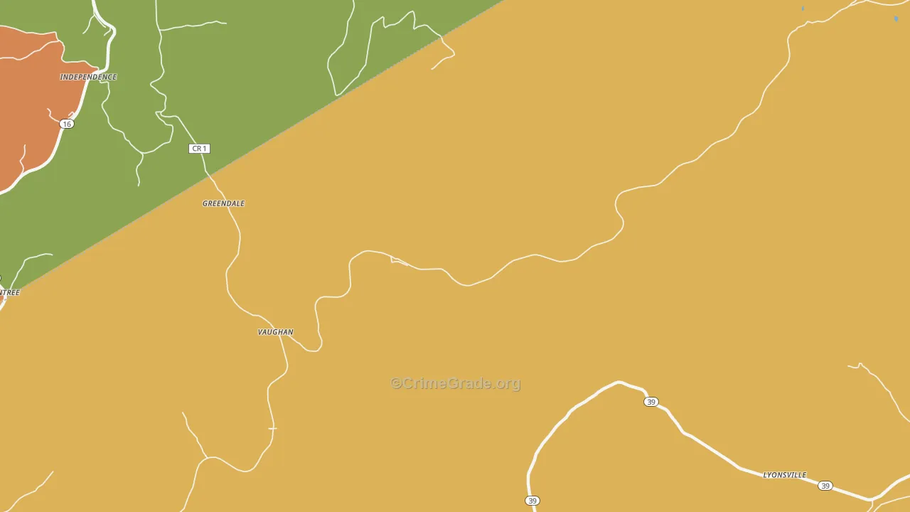 Vaughan, WV Map of Burglary Rates