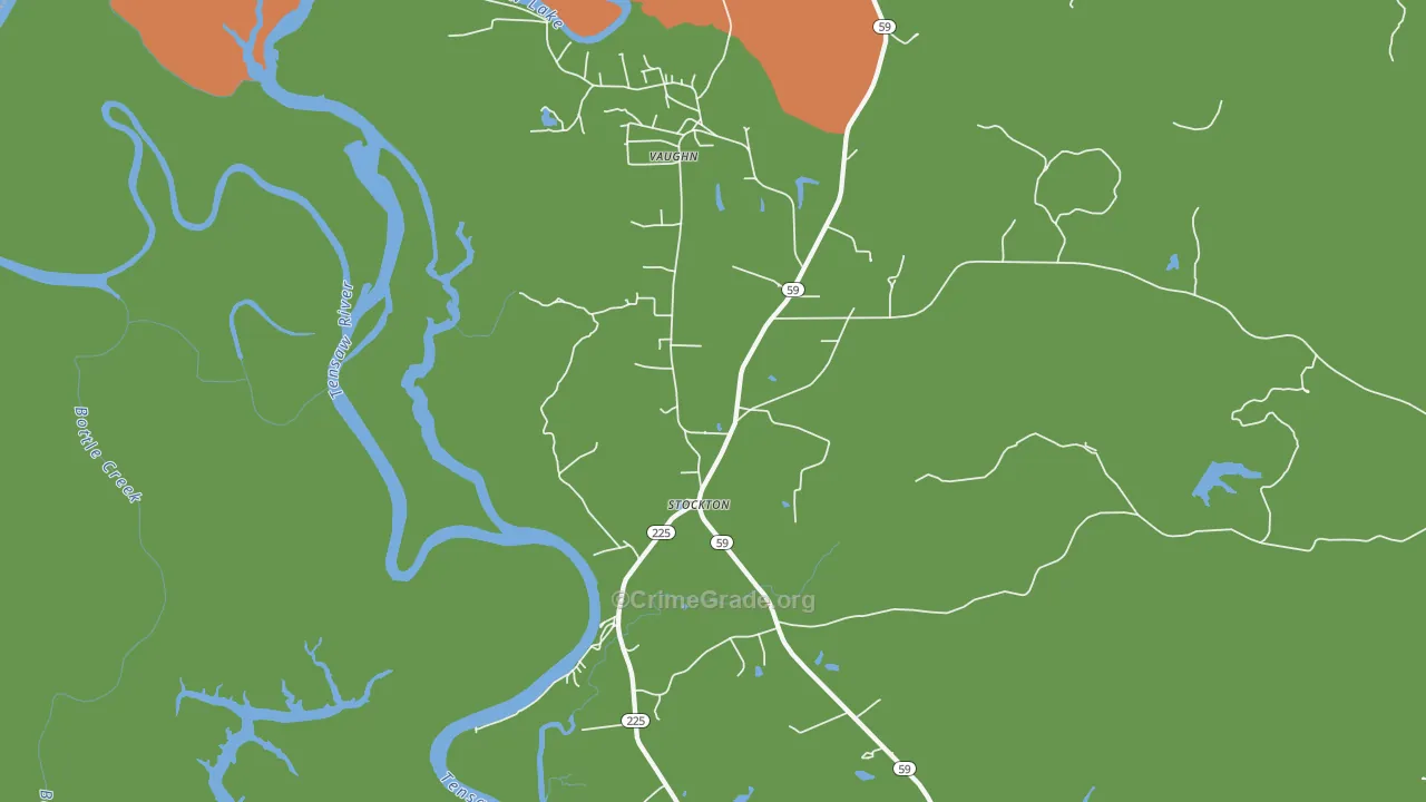 Vaughn, AL Map of Burglary Rates