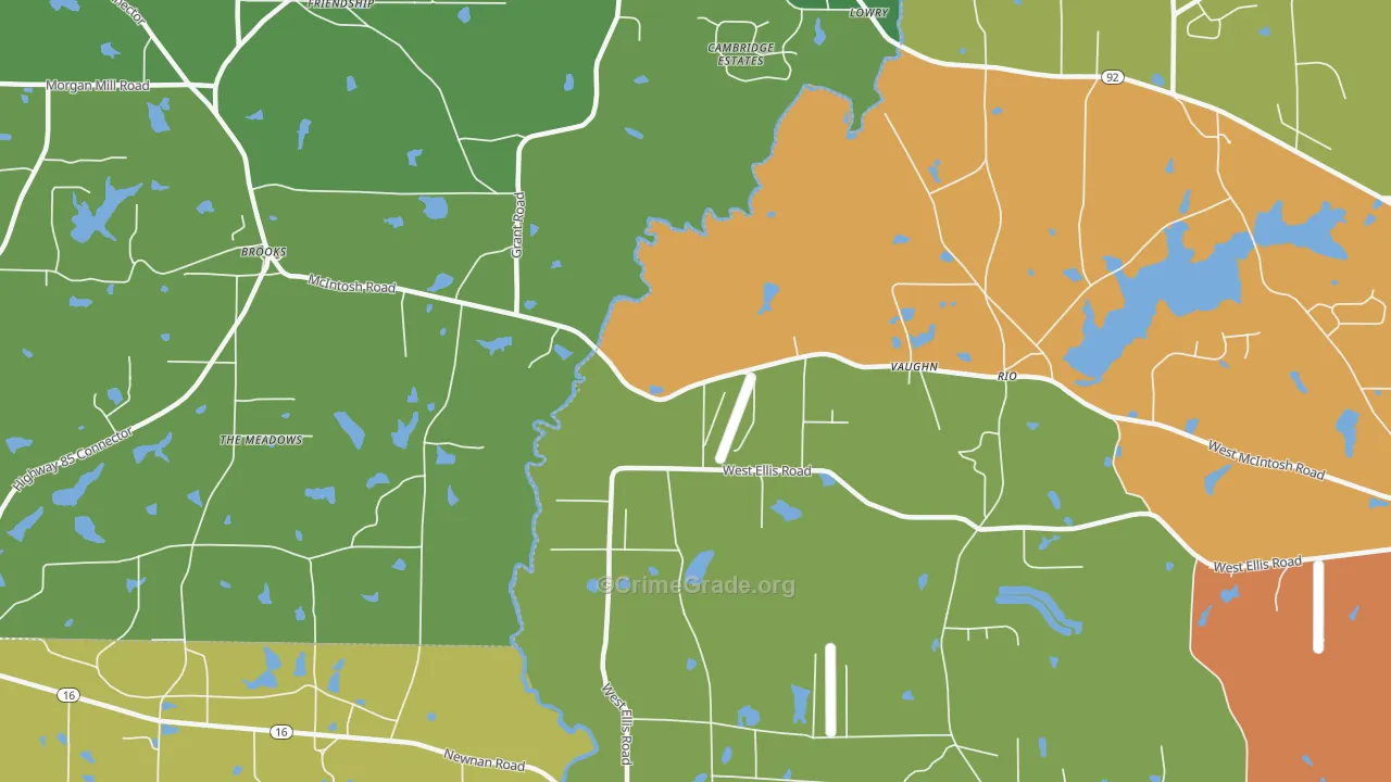 Vaughn, GA Map of Burglary Rates
