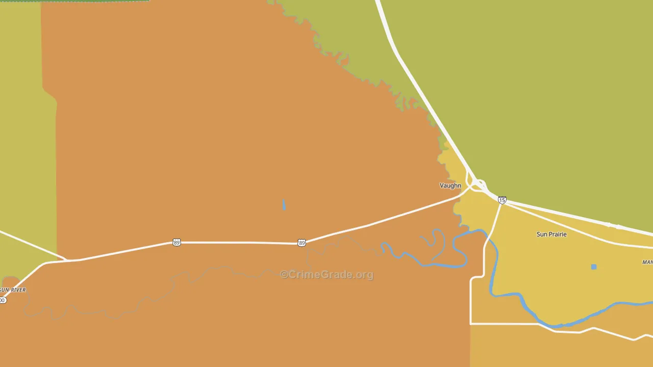 Vaughn, MT Map of Burglary Rates