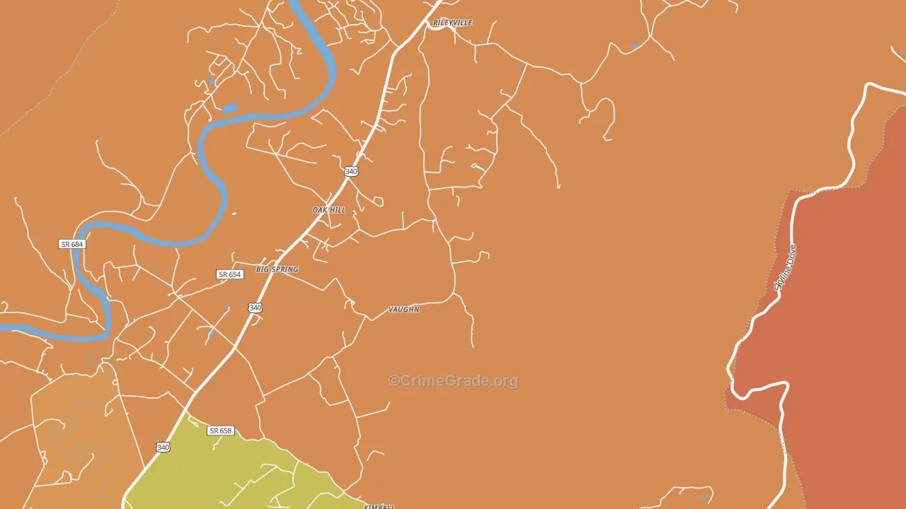 Vaughn, VA Map of Burglary Rates