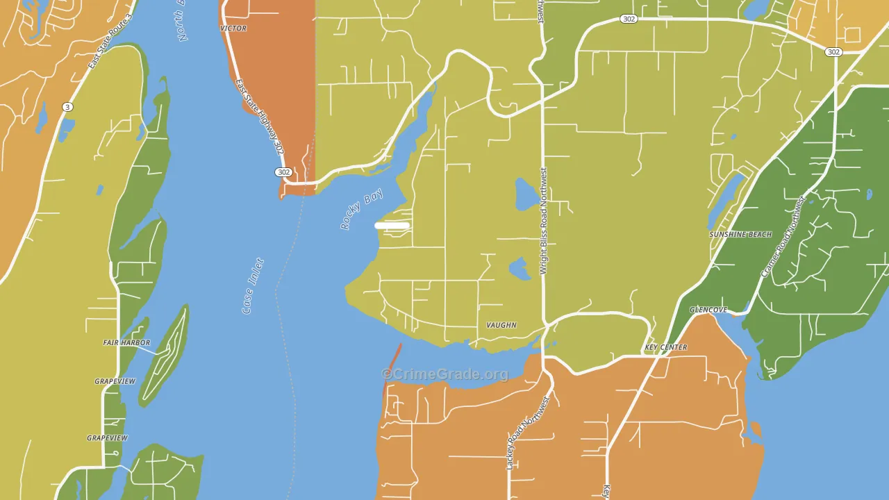 Vaughn, WA Map of Burglary Rates