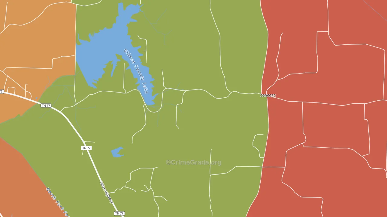 Vaughns Grove, TN Map of Burglary Rates