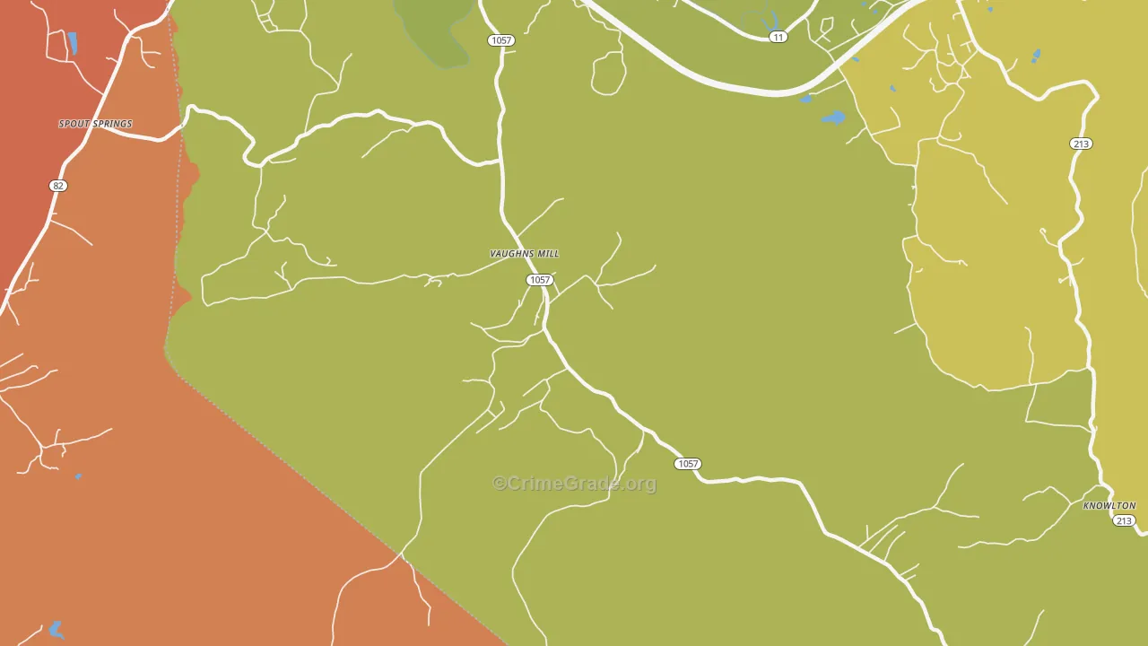 Vaughns Mill, KY Map of Burglary Rates
