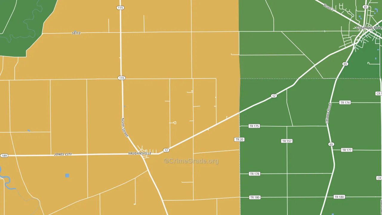 Vaughnsville, OH Map of Burglary Rates
