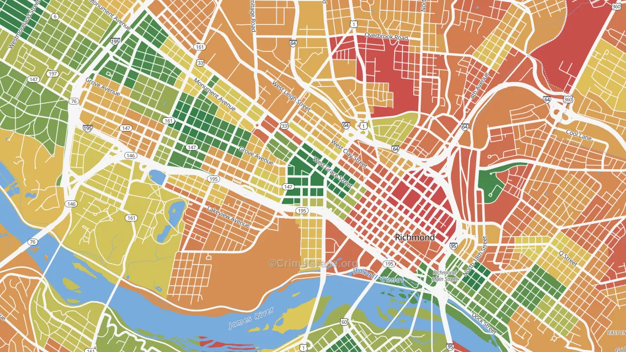 VCU, Richmond, VA Map of Burglary Rates