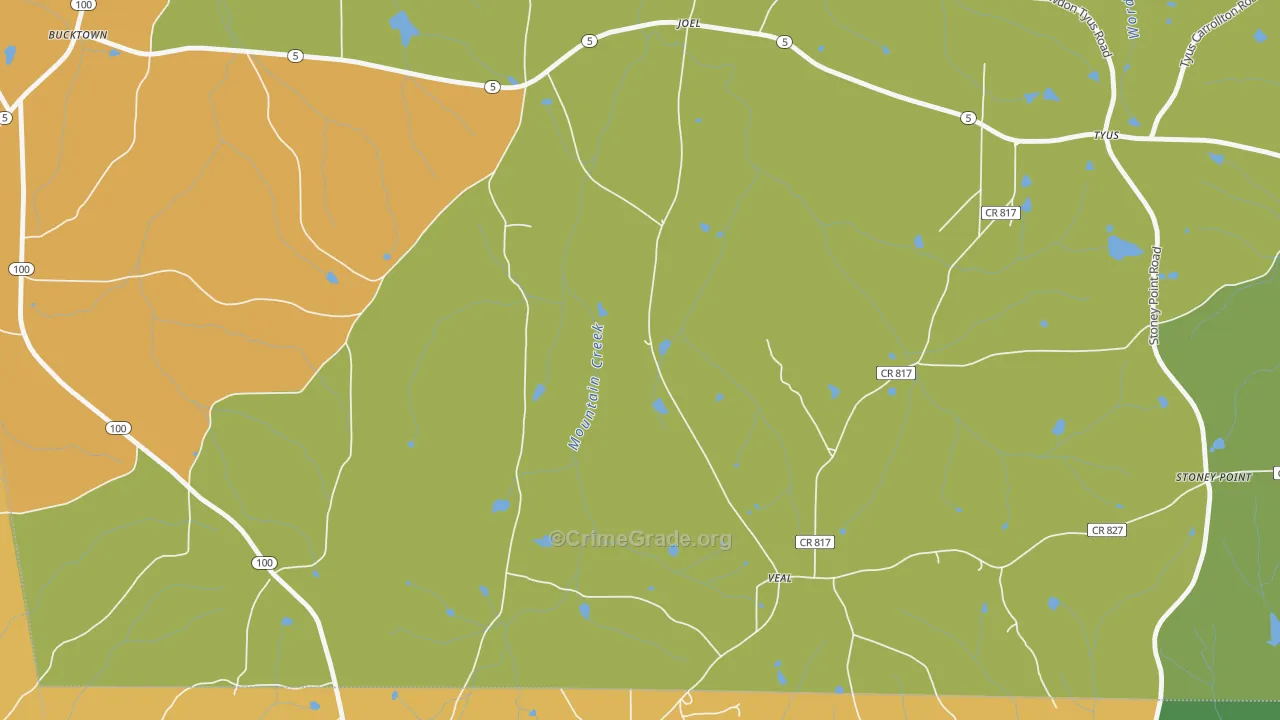 Veal, GA Map of Burglary Rates