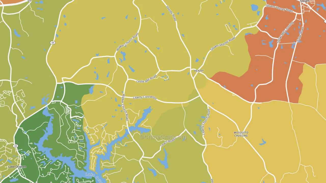 Veazey, GA Map of Burglary Rates