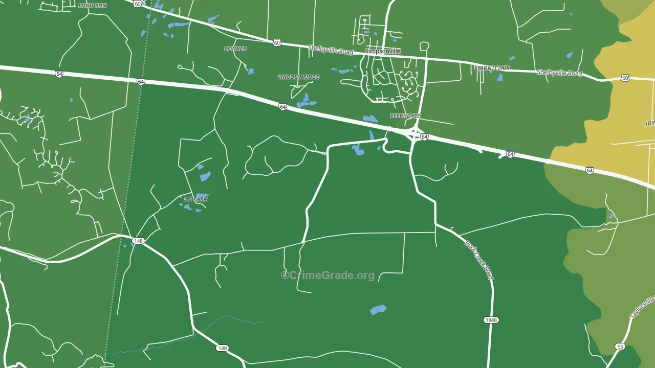 Veechdale, KY Map of Burglary Rates