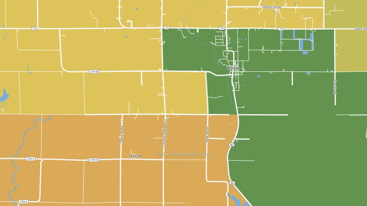 Veedum, WI Map of Burglary Rates