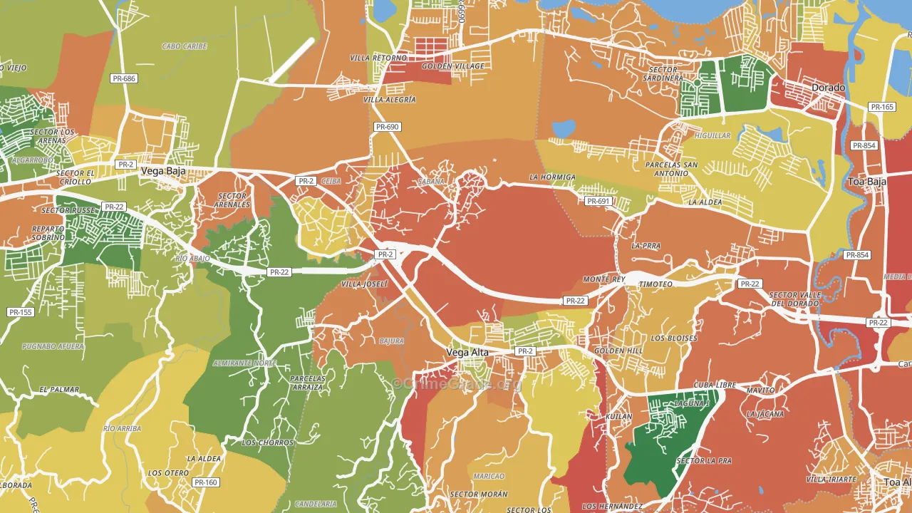 Vega Alta, PR Map of Burglary Rates