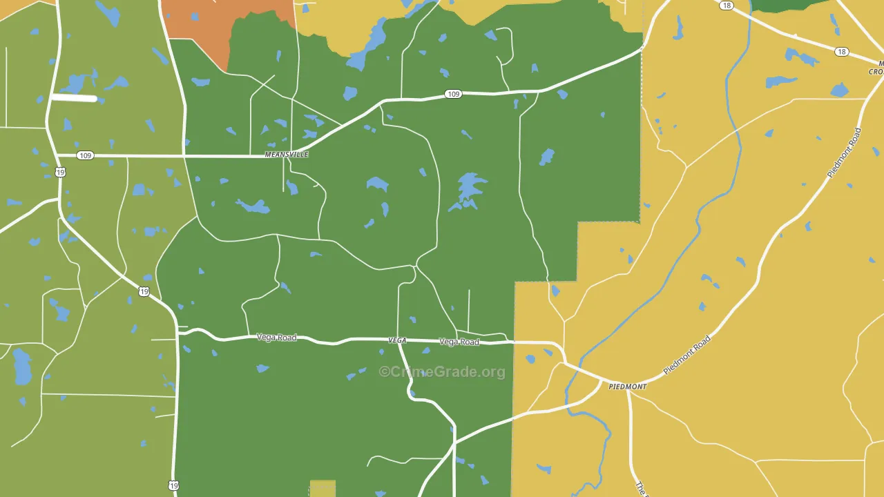 Vega, GA Map of Burglary Rates