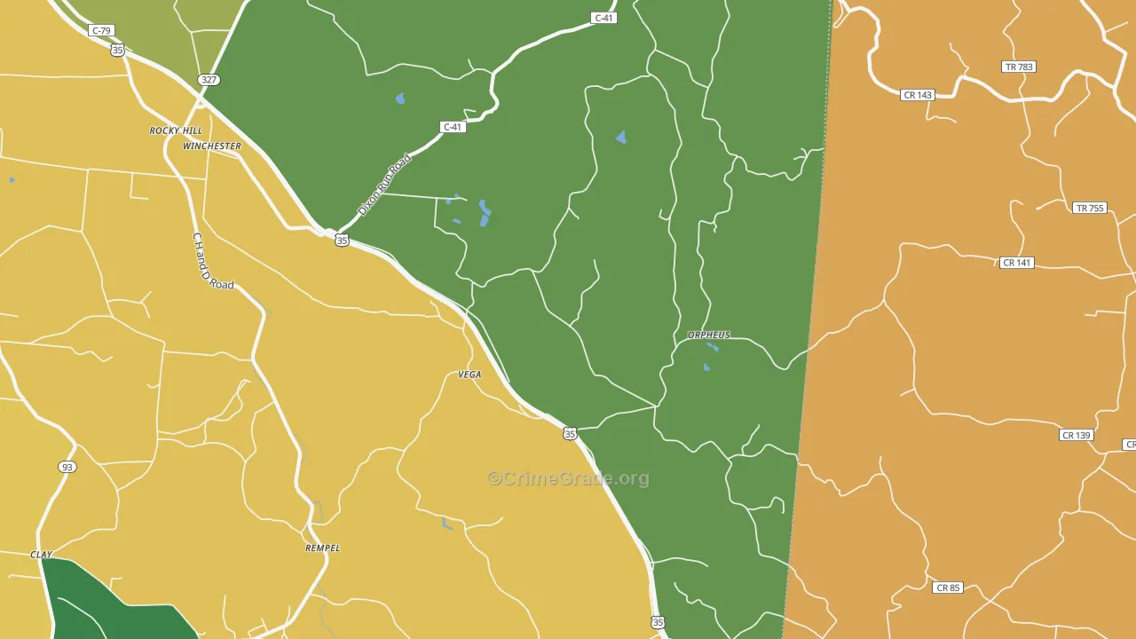 Vega, OH Map of Burglary Rates