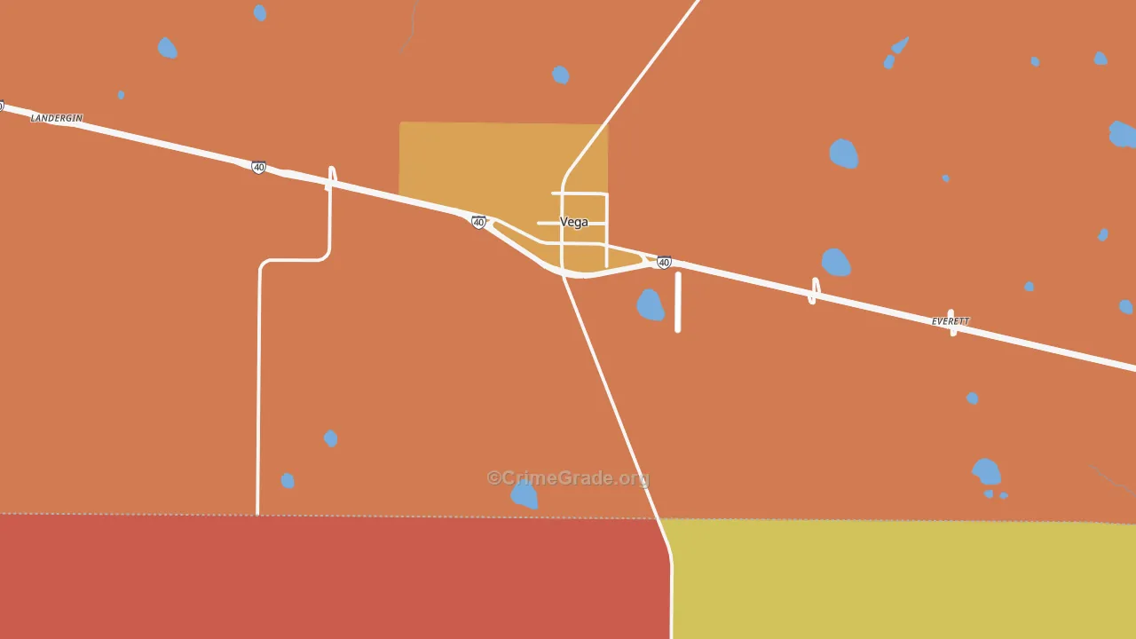 Vega, TX Map of Burglary Rates