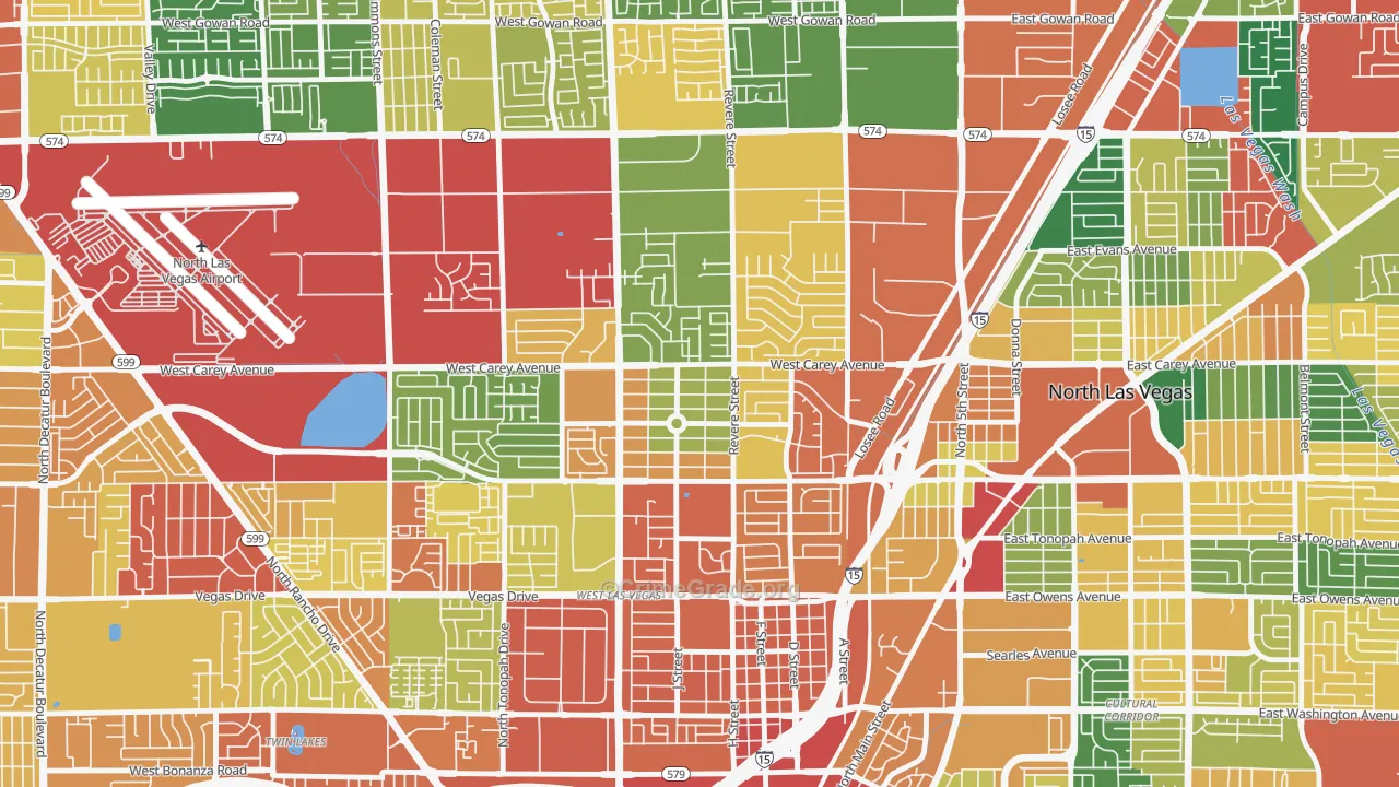 Vegas Heights, North Las Vegas, NV Map of Burglary Rates