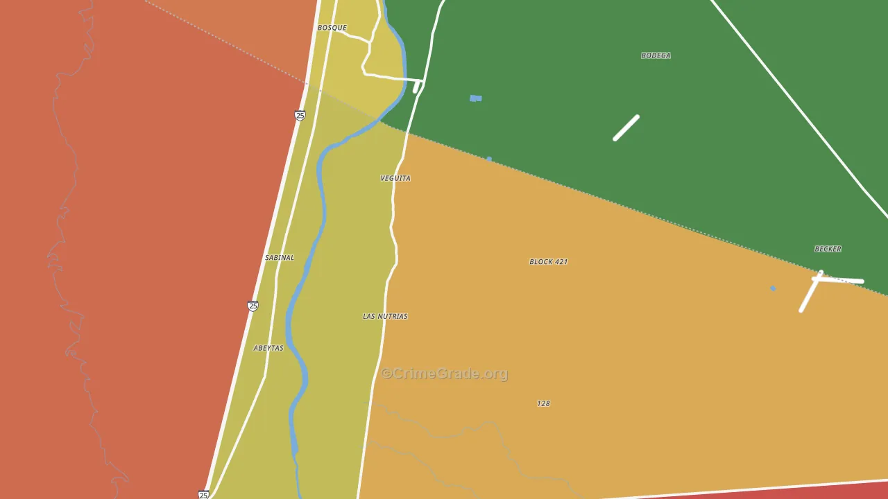 Veguita, NM Map of Burglary Rates