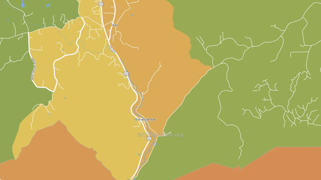 Vein Mountain, NC Map of Burglary Rates