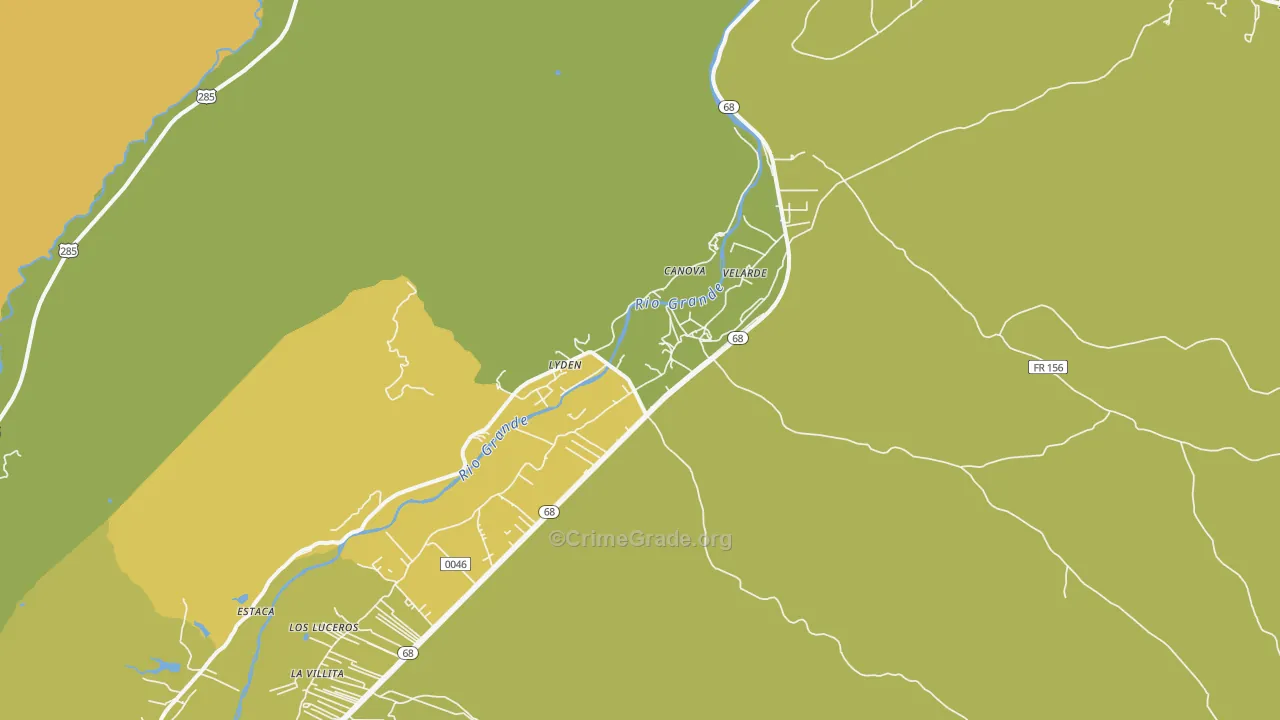 Velarde, NM Map of Burglary Rates