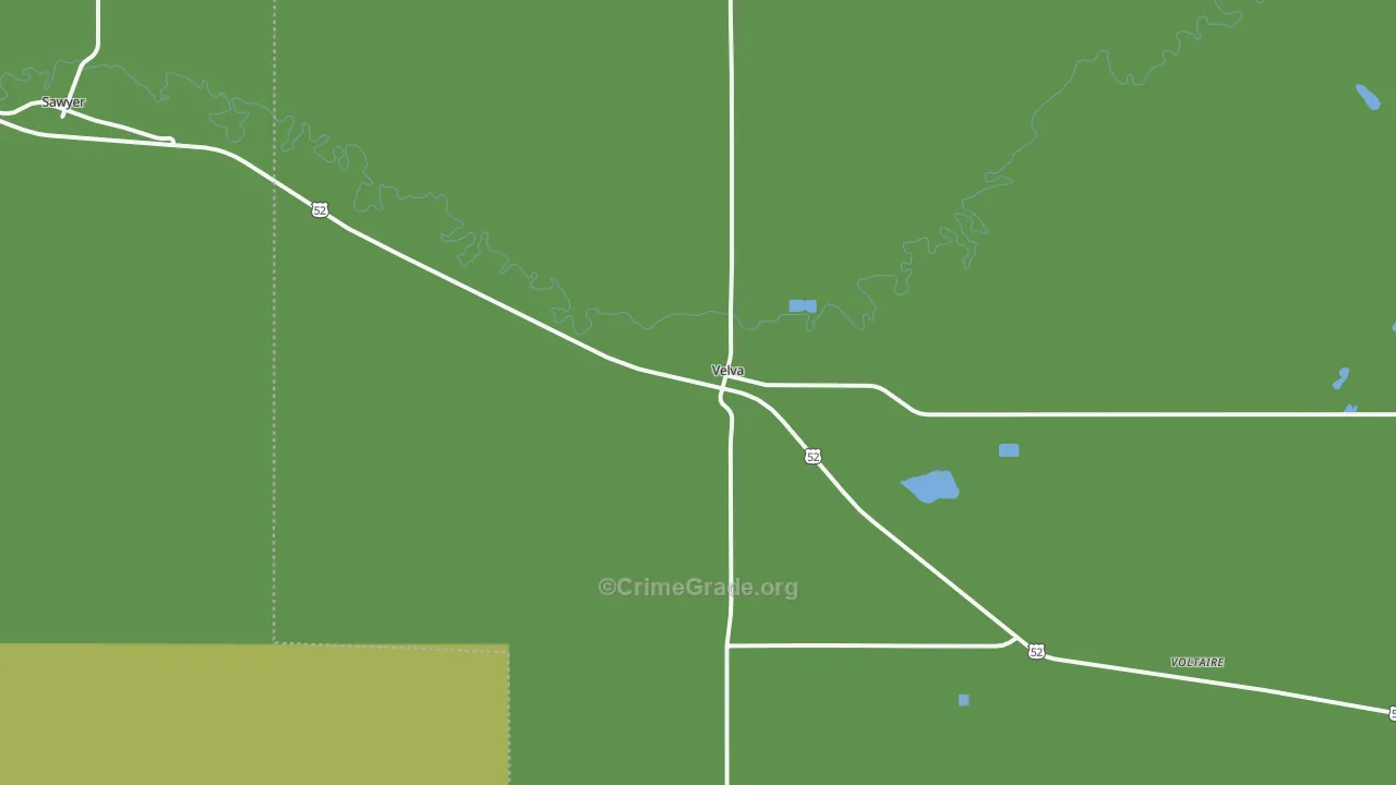 Velva, ND Map of Burglary Rates